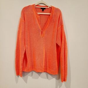 J.Crew Coral Linen Pop Over Sweater